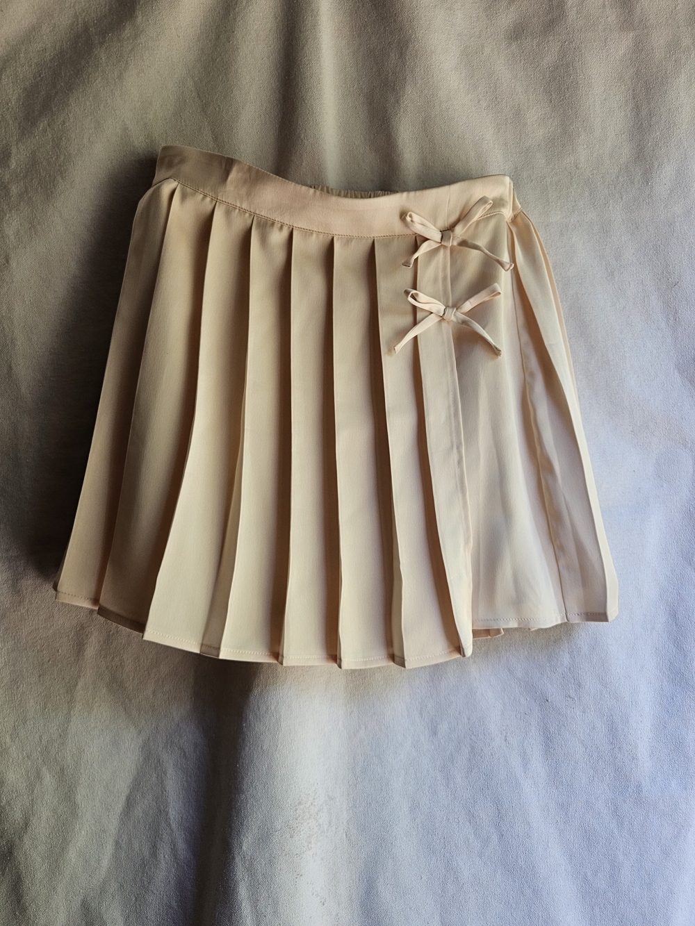 Crewcuts J.Crew Girls Pleated Skirt Size 10-11 Large Cream Ivory Bow Detail